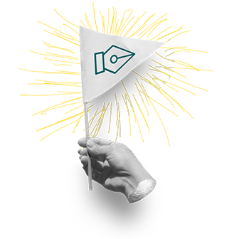 Fotoillustration einer Hand mit Papierfähnchen