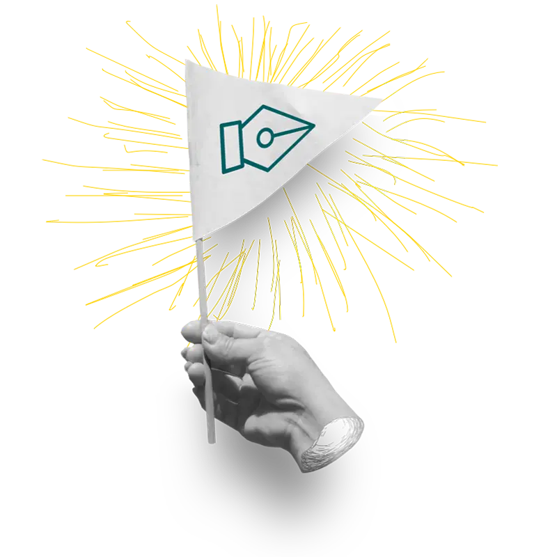 Fotoillustration einer Hand mit Papierfähnchen