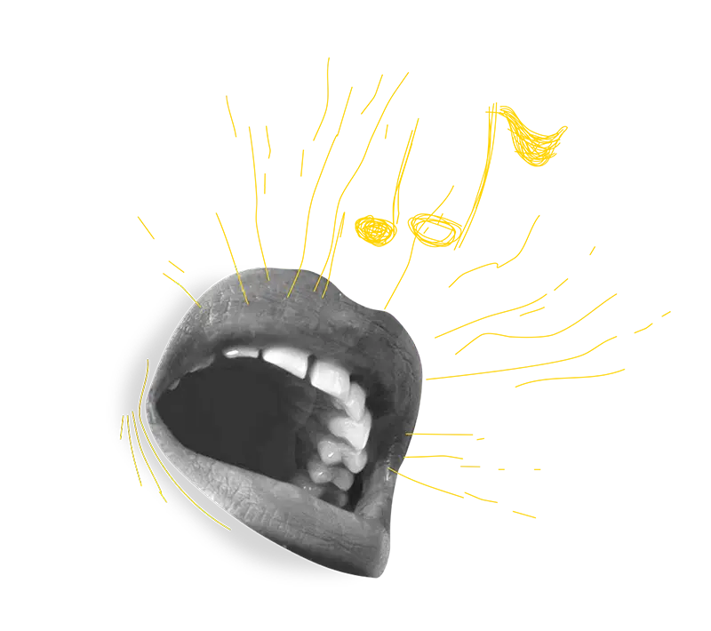 Fotoillustration eines singenden Mundes