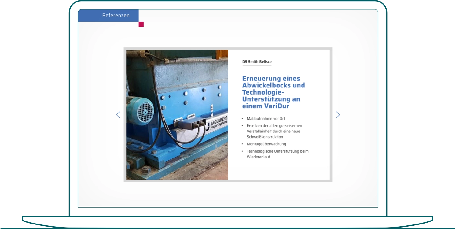 Bildschirmfoto der Webseite jagenberg.com