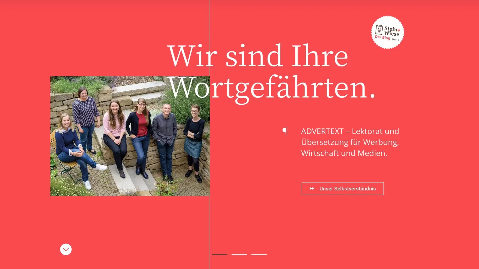 Ein Bildschirmfoto der Startseite von advertext.de